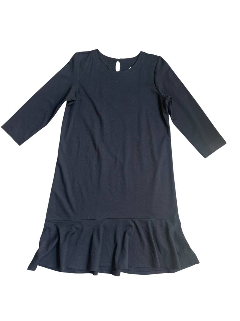 J Jill Ponte Black 3/4 Sleeve Ruffle Dress